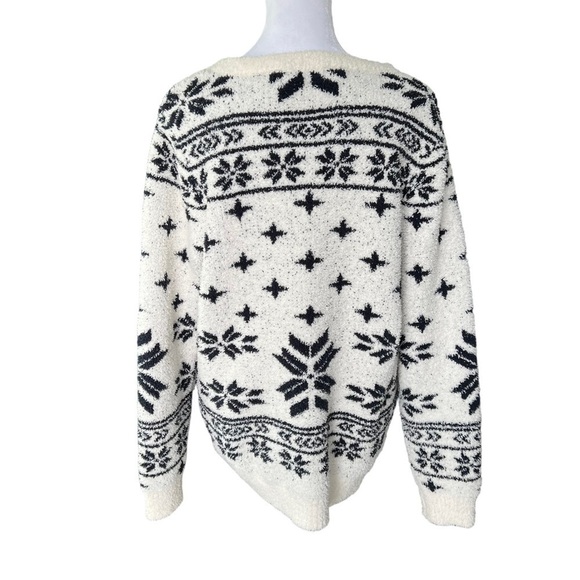 Barefoot Dreams - NWT Cozychic Seaside Crew Neck Sweater Cream Fair Isle Sz M - Picture 4 of 7